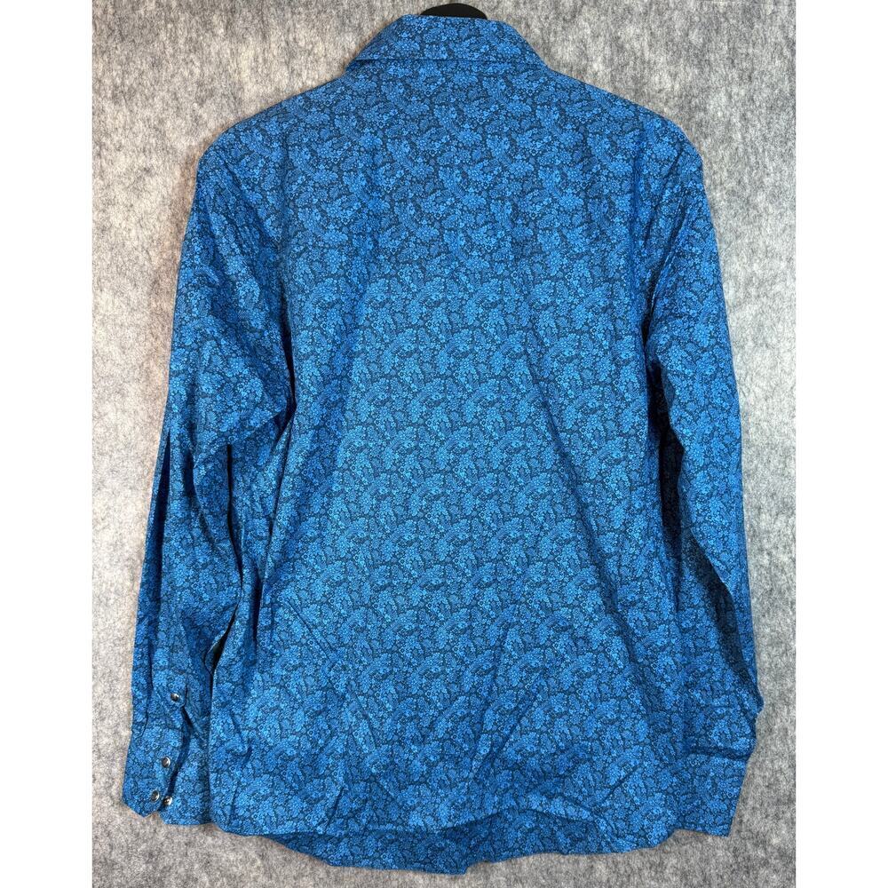 NWT Wrangler 20X Competition Shirt Blue Floral Pearl Snap Western Rodeo - Medium - Picture 3 of 6